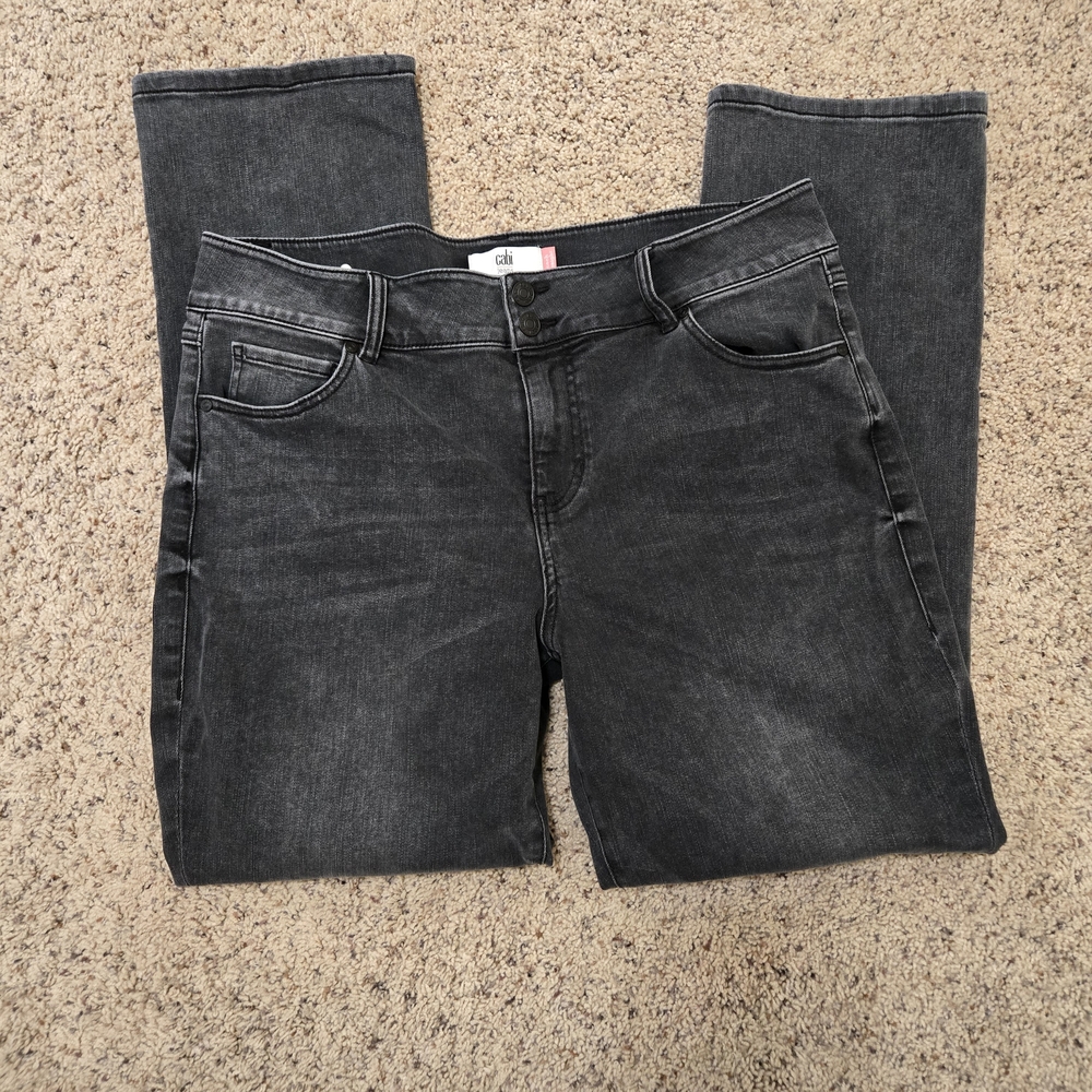 CAbi Dark Gray Cinch Straight Jeans 16 New